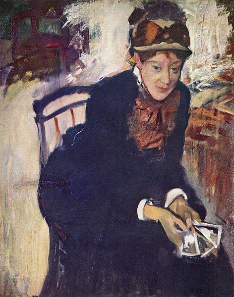 Edgar Degas Portrat der Miss Cassatt, die Karten haltend oil painting picture